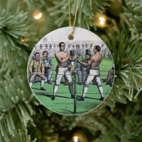 Great Fight for the Championship Vintage Boxing Ceramic Ornament