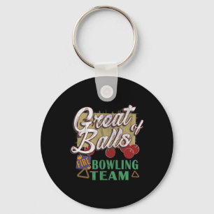 Great Fire Bowling Team Funny Vintage Pin Tee Keychain