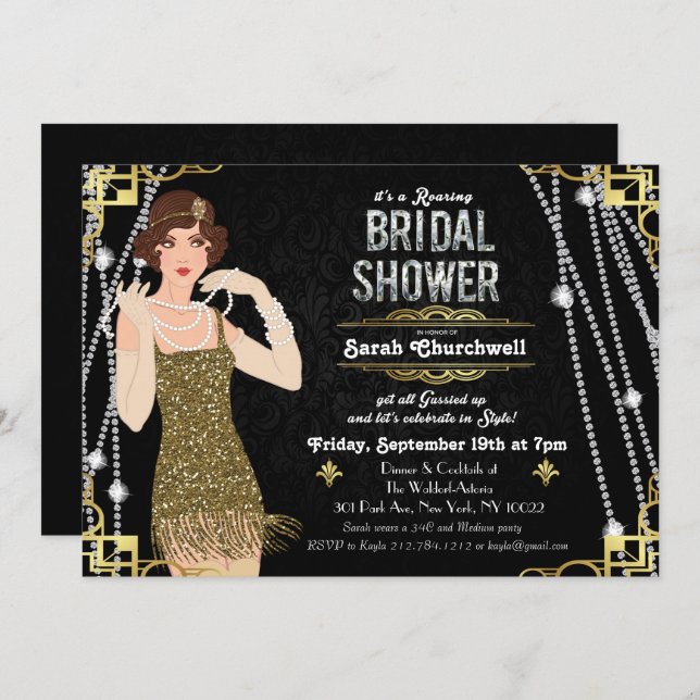 Great Flapper Bridal Shower Invitation (Front/Back)