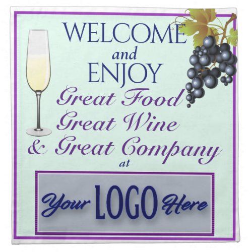 Great Food Wine Company Restaurant Logo Serviette Cloth Napkin