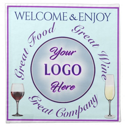Great Food Wine Company Restaurant Logo Serviette  Cloth Napkin
