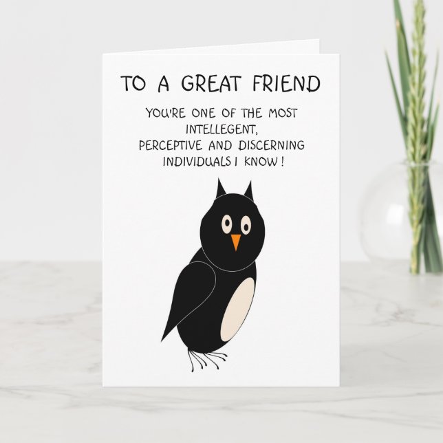 Great Friend Humorous Birthday Card Owl (Front)
