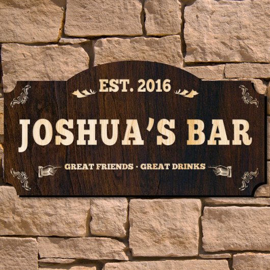Great Friends Great Drinks Classic Wooden Bar Sign (Front)