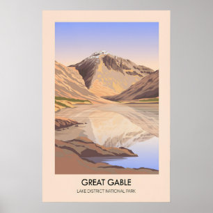 Great Gable Mountain Lake District Travel Poster