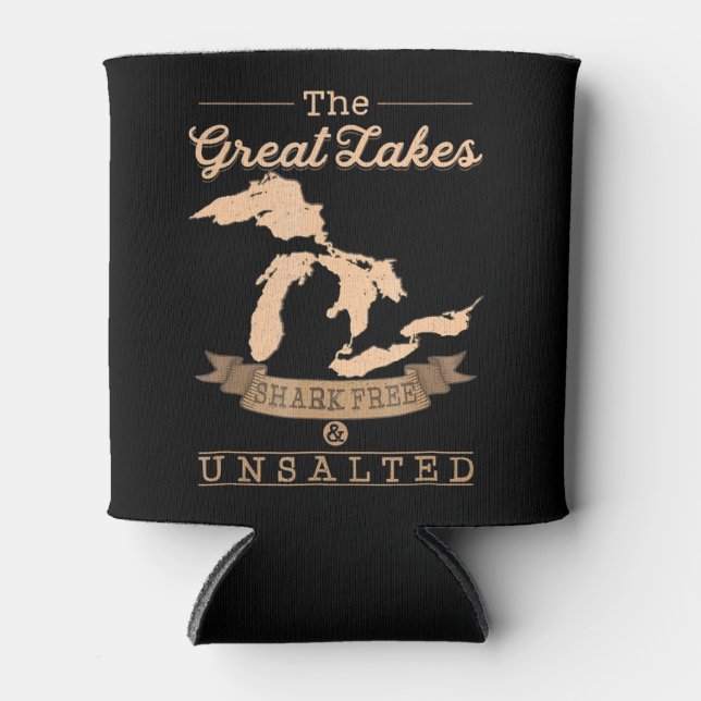 Great Gakes Shark Free Unsalted  Michigan Gift Can Cooler (Front)