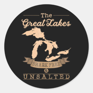Great Gakes Shark Free Unsalted Michigan Gift Classic Round Sticker