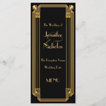Great Gatsby 1920s Art Deco Inspired Wedding Menu by Truly_Uniquely at Zazzle