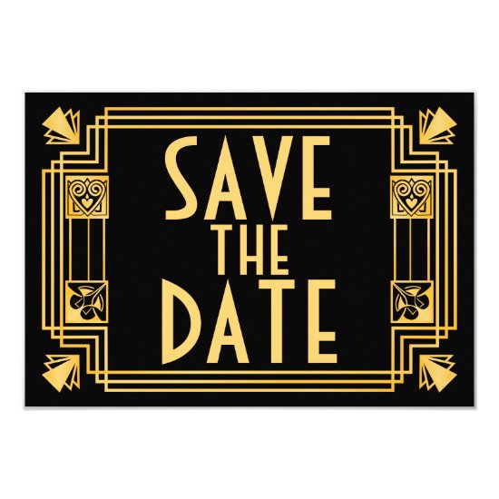 Great Gatsby 1920s Art Deco Wedding Save the Date Card