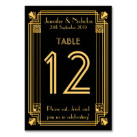 Great Gatsby 1920s Art Deco Wedding Table Number