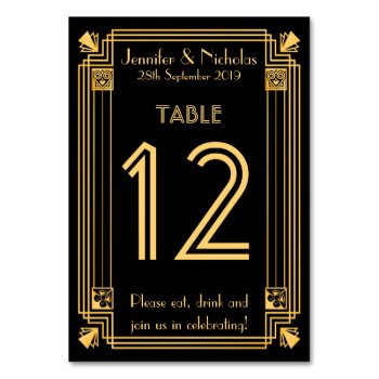 Great Gatsby 1920s Art Deco Wedding Table Number by Truly_Uniquely at Zazzle