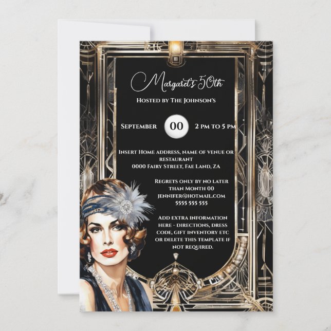 Great Gatsby 1920's flapper art deco theme Invitation (Front)