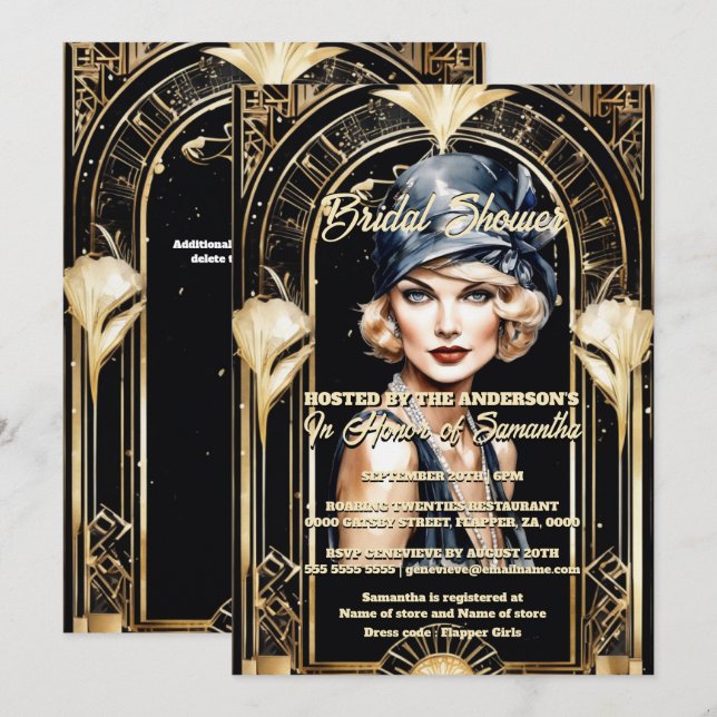 Great Gatsby 1920's flapper girl blonde chic Invitation (Front/Back)