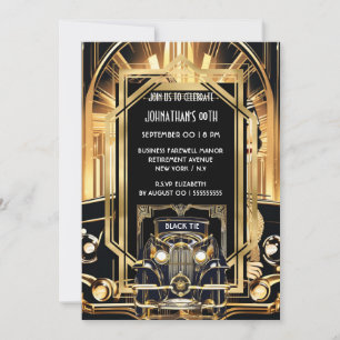 Great gatsby 1920's theme DIY photo vintage car Invitation