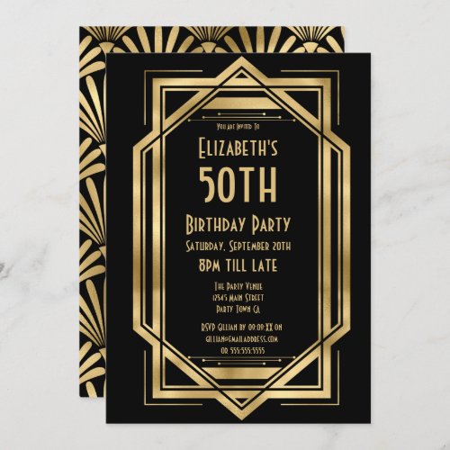 Great Gatsby 50th birthday invitations