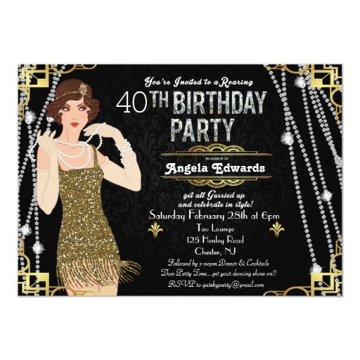 Gatsby Birthday Party Invitations 1