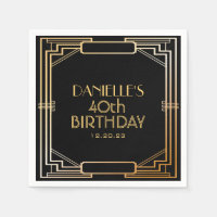 Great Gatsby Art Deco Birthday Personalized Napkin
