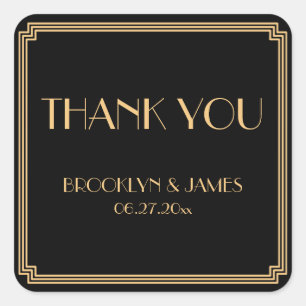 Great Gatsby Art Deco Black Gold Wedding Stickers