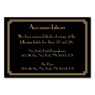 Great Gatsby Art Deco Black Wedding Accommodation Table Number