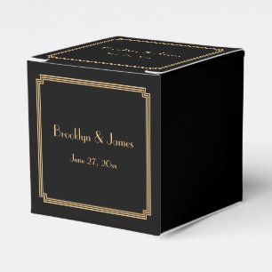 Great Gatsby Art Deco Black Wedding Favor Boxes