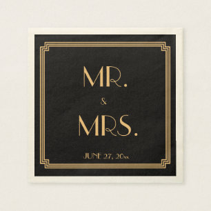 Great Gatsby Art Deco Black Wedding Napkins