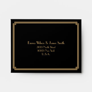 Great Gatsby Art Deco Black Wedding RSVP Envelopes