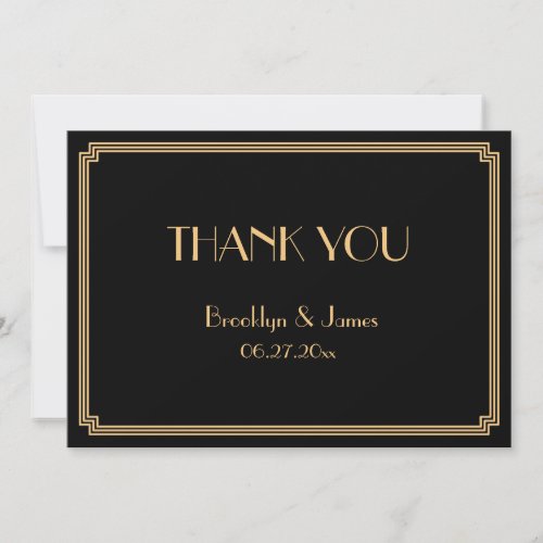 Great Gatsby Art Deco Black Wedding Thank You Card