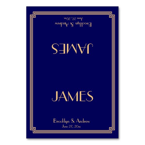 Great Gatsby Art Deco Blue Wedding Place Cards