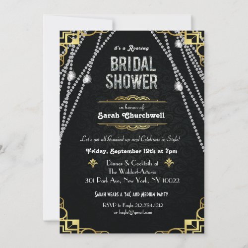Great Gatsby Art Deco Bridal Shower Invitation
