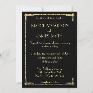 Great Gatsby Art Deco Gold Foil Wedding Invites