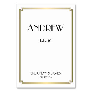 Great Gatsby Art Deco Gold Wedding Table Cards