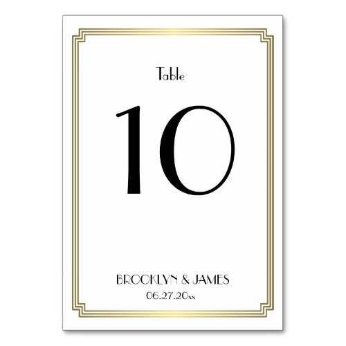 Great Gatsby Art Deco Gold Wedding Table Numbers