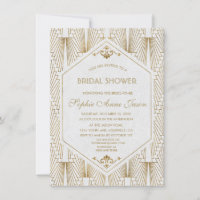 Great Gatsby Art Deco Gold White Bridal Shower