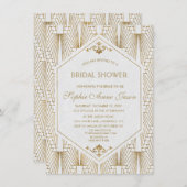 Great Gatsby Art Deco Gold White Bridal Shower Invitation (Front/Back)