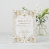 Great Gatsby Art Deco Gold White Bridal Shower Invitation (Standing Front)