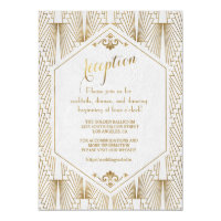 Great Gatsby Art Deco Gold White Reception Card