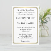 Great Gatsby Art Deco Gold White Wedding Invites (Standing Front)