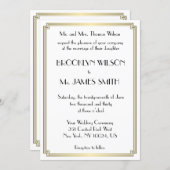 Great Gatsby Art Deco Gold White Wedding Invites (Front/Back)