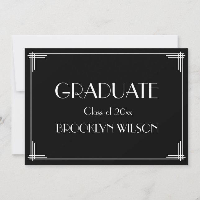 Great Gatsby Art Deco Graduation Party Invitation (Front)