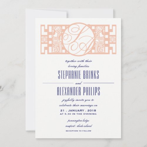 Great Gatsby Art Deco Orchid Wedding Invitations