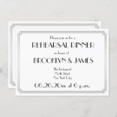 Great Gatsby Art Deco Silver Rehearsal Invitations (Front/Back)