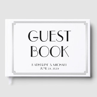 Great Gatsby Art Deco Silver Wedding Guest Book