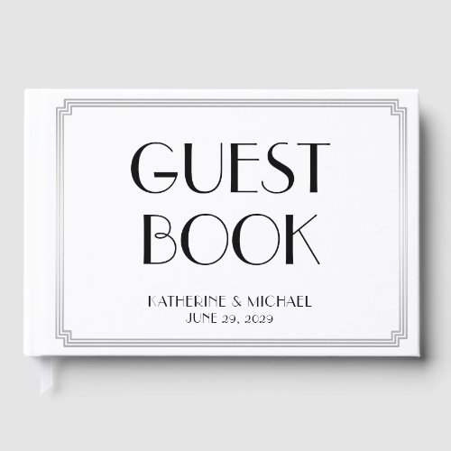 Great Gatsby Art Deco Silver Wedding Guest Book