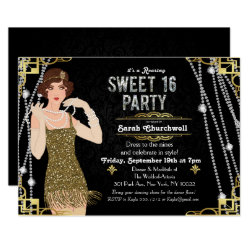 Great Gatsby Art Deco Sweet 16 Birthday Invitation