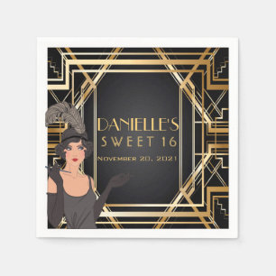 Great Gatsby Art Deco Sweet 16 Personalized Napkin