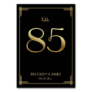 Great Gatsby Art Deco Table Number 85 Gold Black