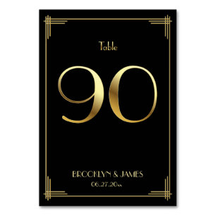 Great Gatsby Art Deco Table Number 90 Gold Black