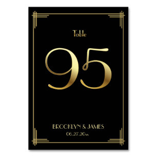 Great Gatsby Art Deco Table Number 95 Gold Black