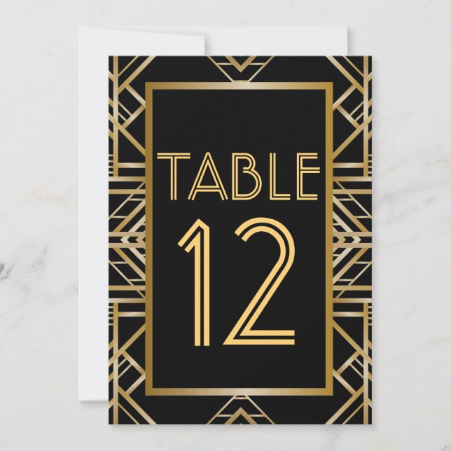 Great Gatsby Art Deco Table Number Cards (Front)