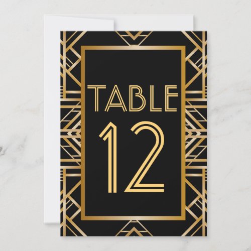 Great Gatsby Art Deco Table Number Cards