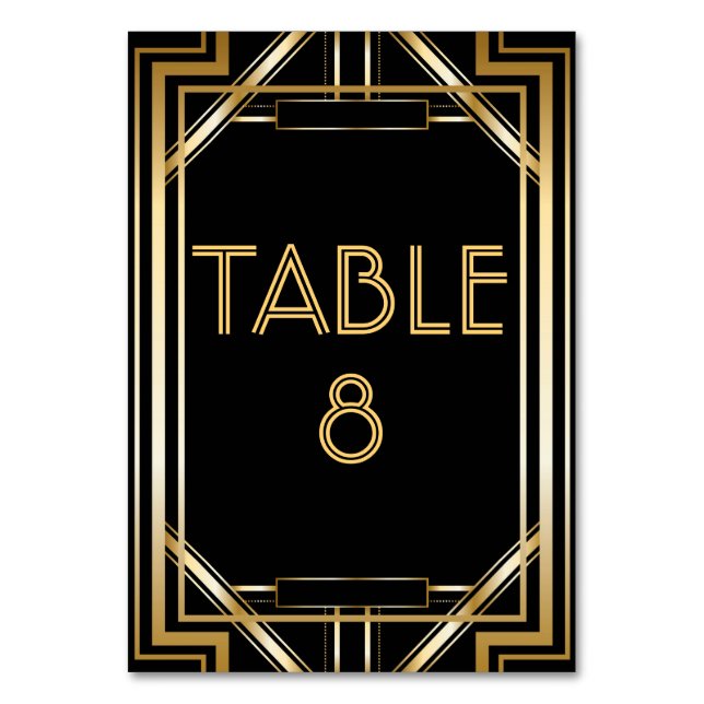 Great Gatsby Art Deco Table Number Cards (Front)